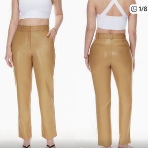 Babaton Command Tan Vegan Leather Pants